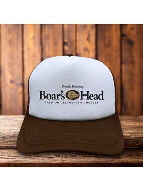 Boar's Head Deli Meat Mens Trucker Hat Brown Snapback Ham Turkey Cheese Gift